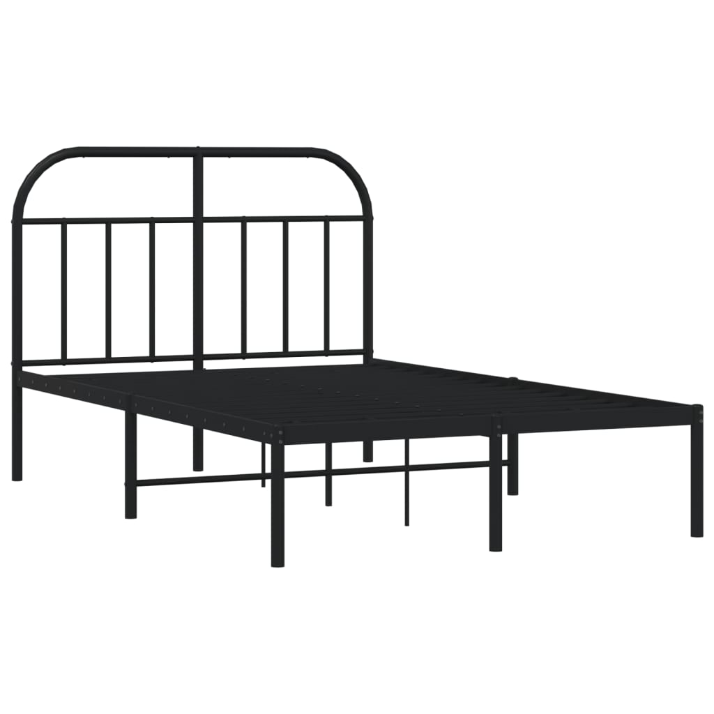 Bed frame with headboard metal black 120x190 cm