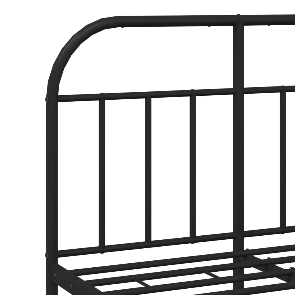Bed frame with headboard metal black 120x190 cm