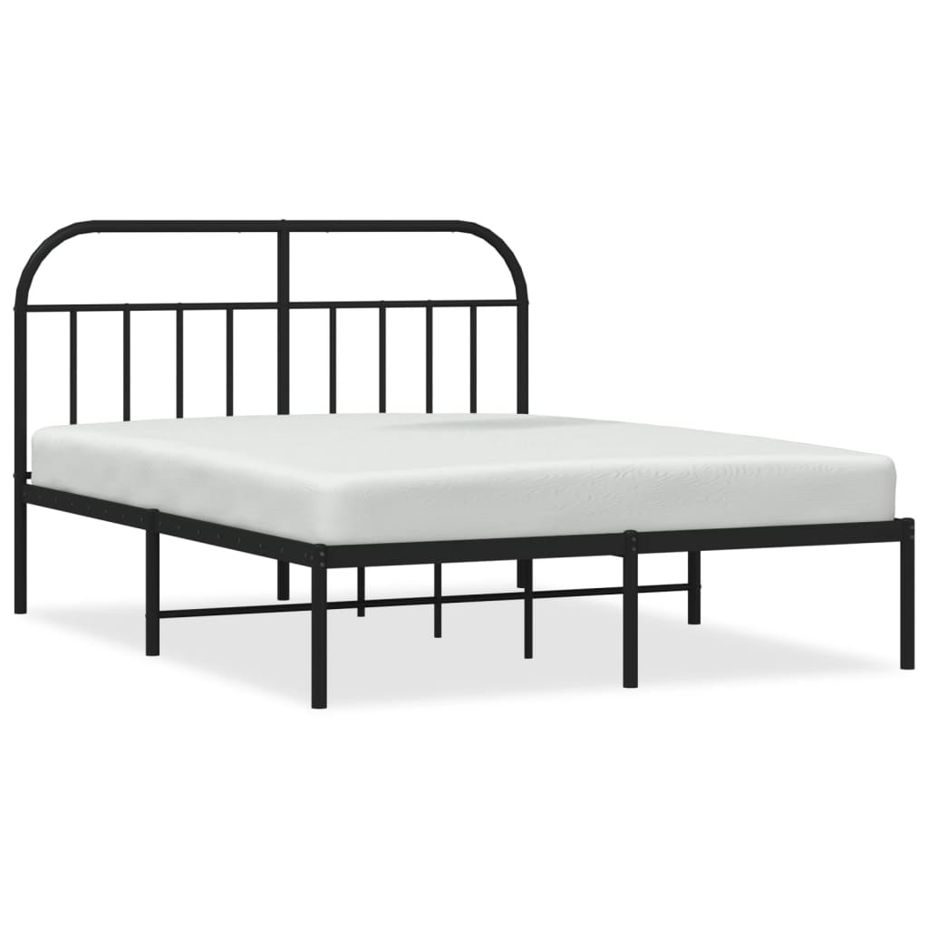 Bed frame with headboard metal black 140x190 cm