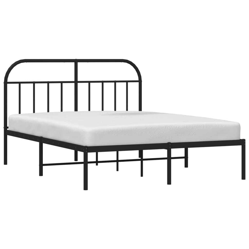 Bed frame with headboard metal black 140x190 cm
