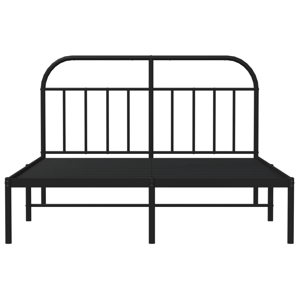 Bed frame with headboard metal black 140x190 cm