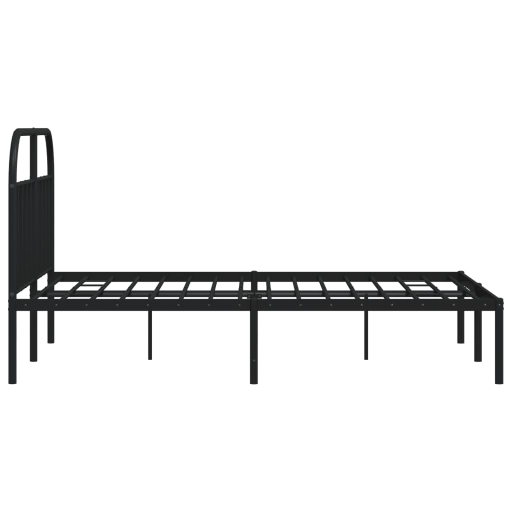 Bed frame with headboard metal black 140x190 cm