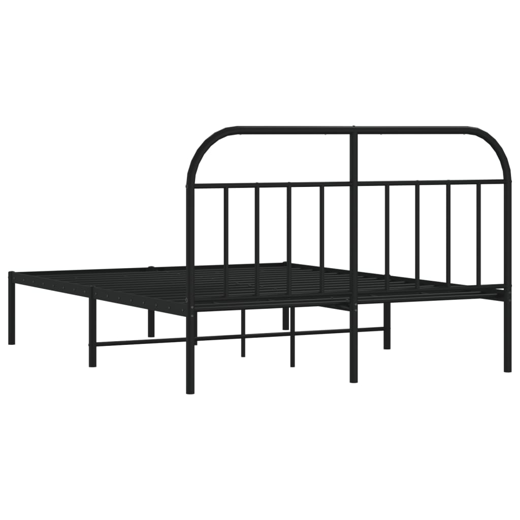 Bed frame with headboard metal black 140x190 cm