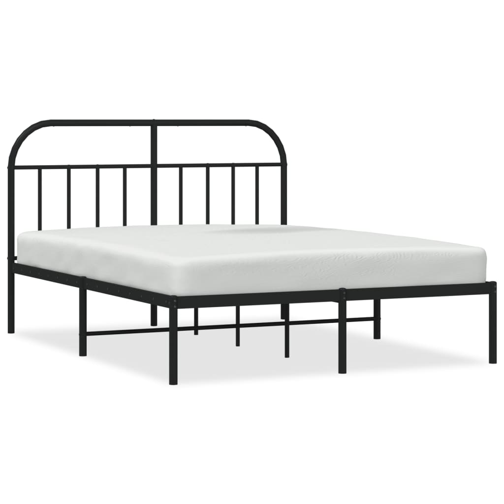 Bed frame with headboard metal black 140x200 cm