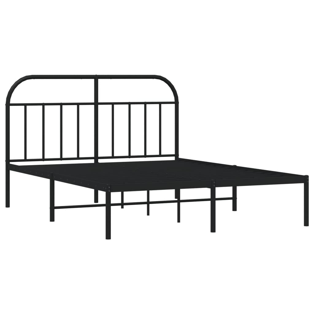 Bed frame with headboard metal black 140x200 cm