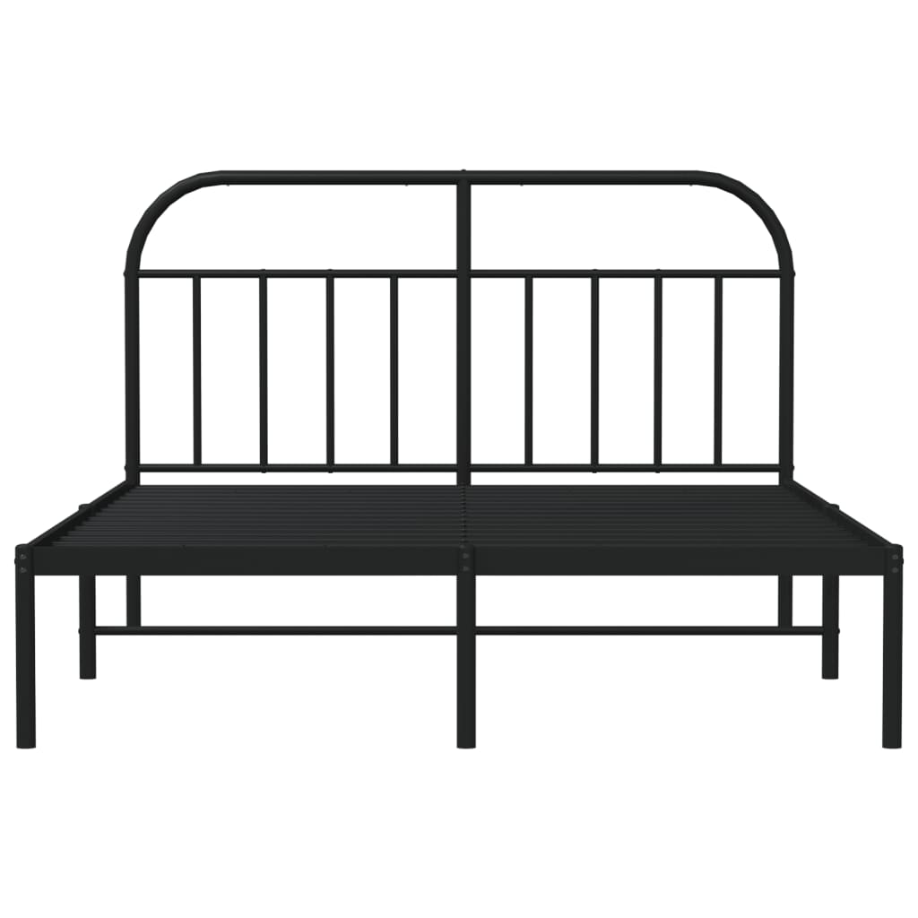 Bed frame with headboard metal black 140x200 cm