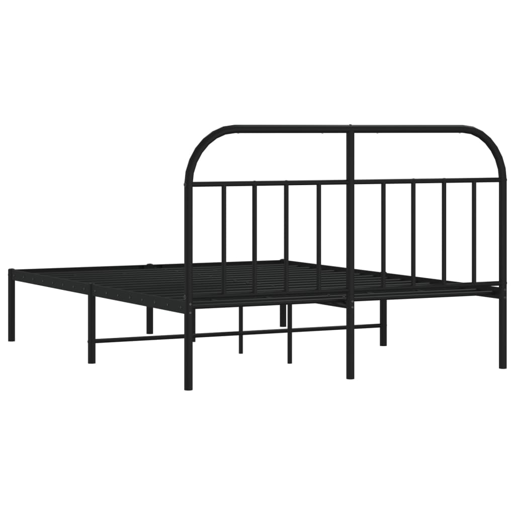 Bed frame with headboard metal black 140x200 cm