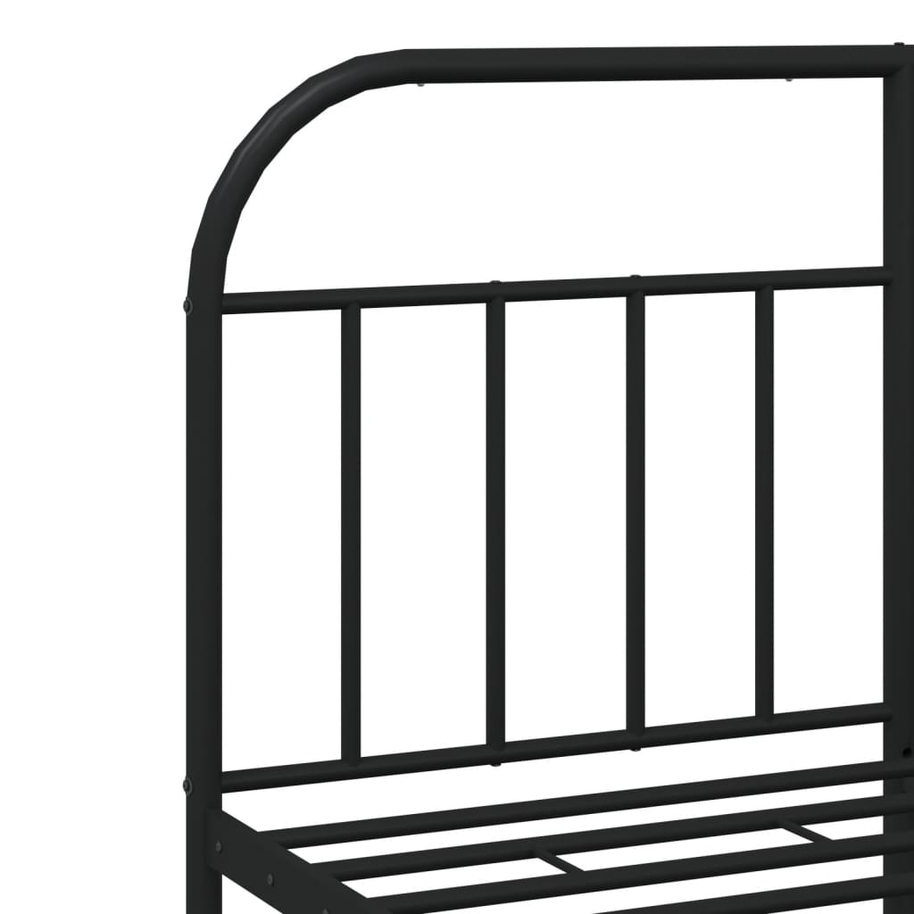 Bed frame with headboard metal black 140x200 cm