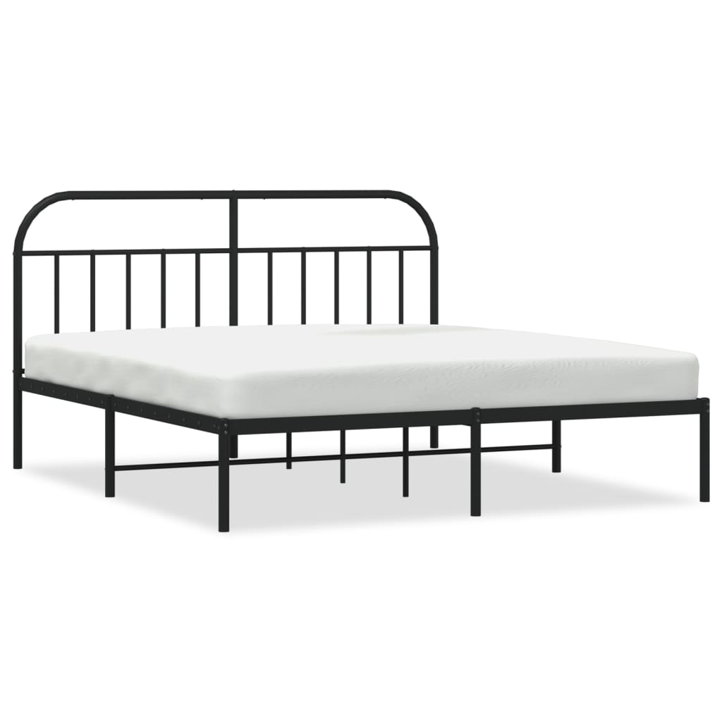 Bed frame with headboard metal black 183x213 cm