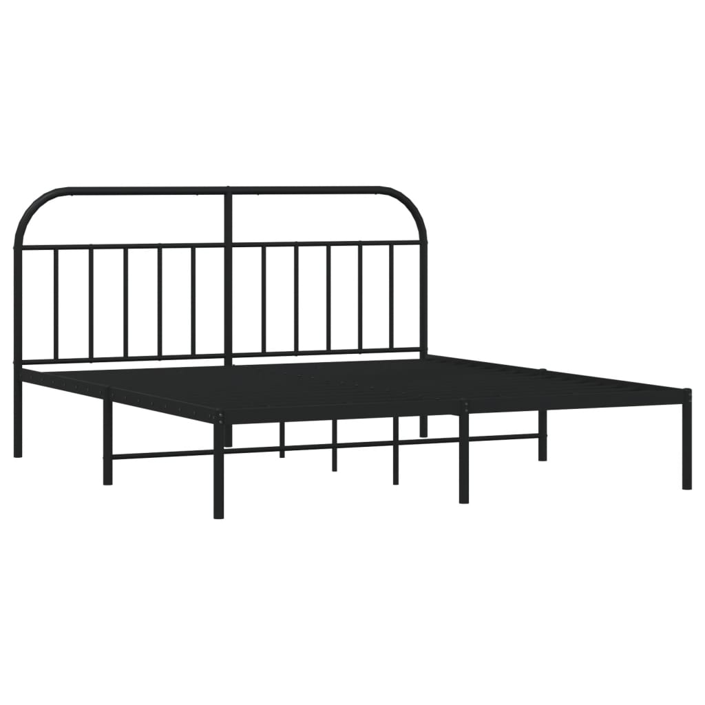 Bed frame with headboard metal black 183x213 cm