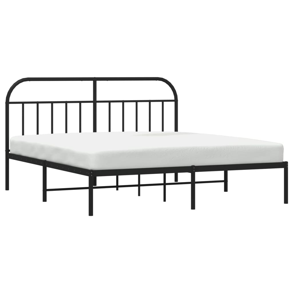 Bed frame with headboard metal black 183x213 cm