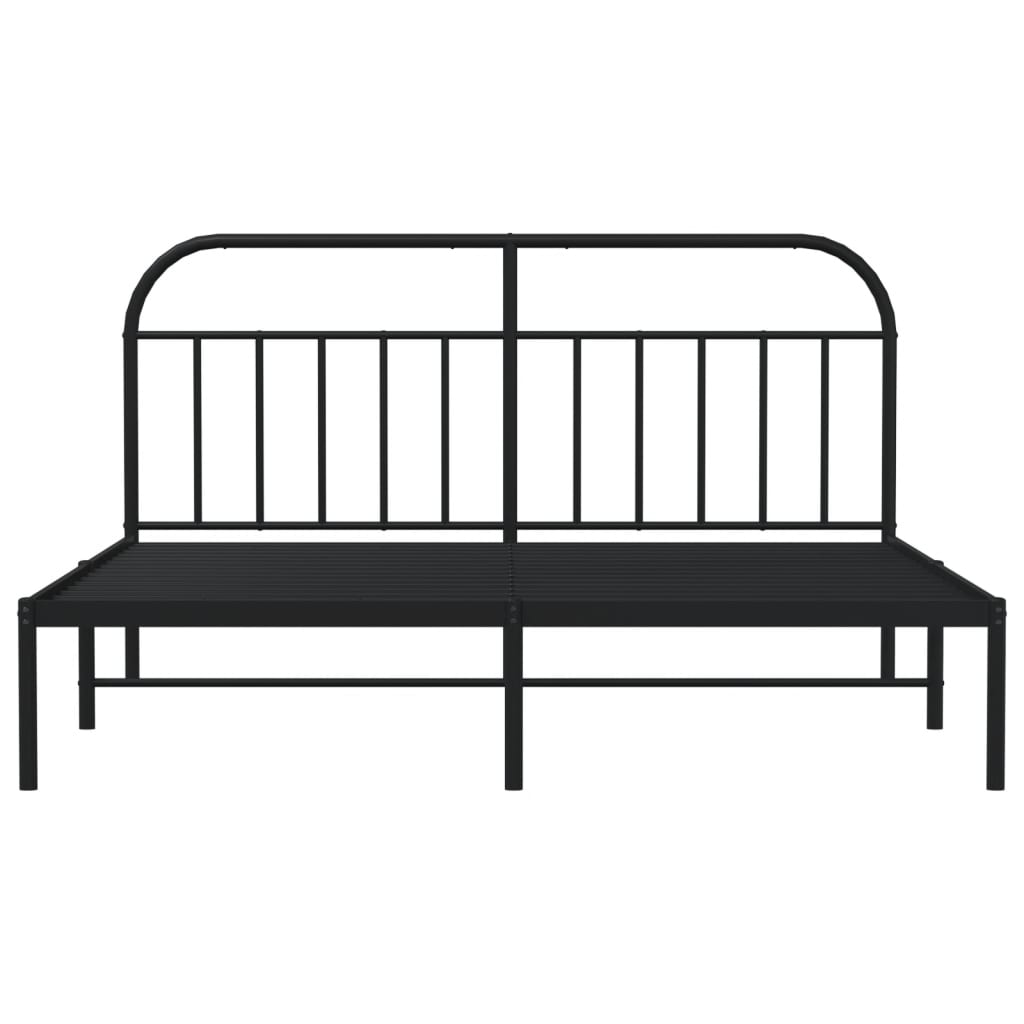 Bed frame with headboard metal black 183x213 cm