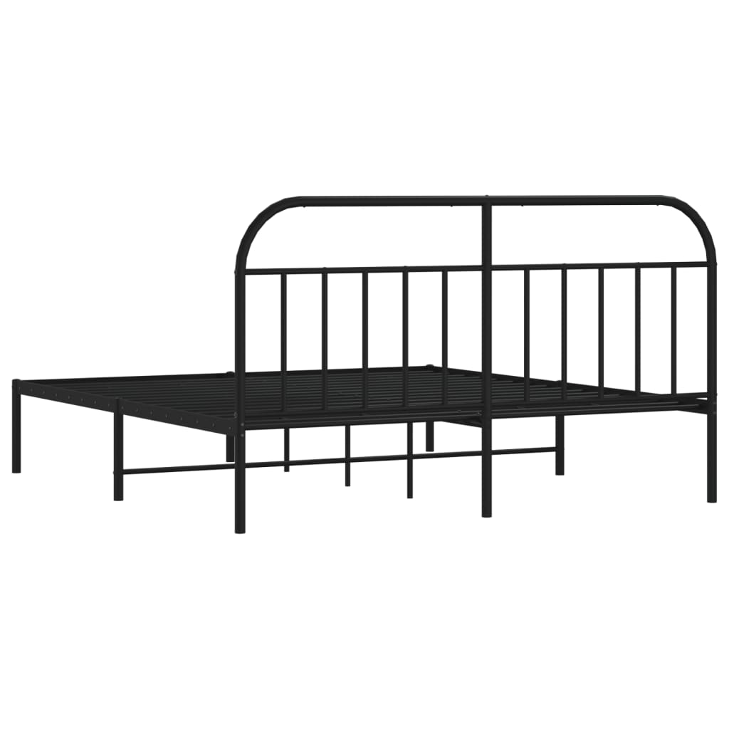 Bed frame with headboard metal black 183x213 cm