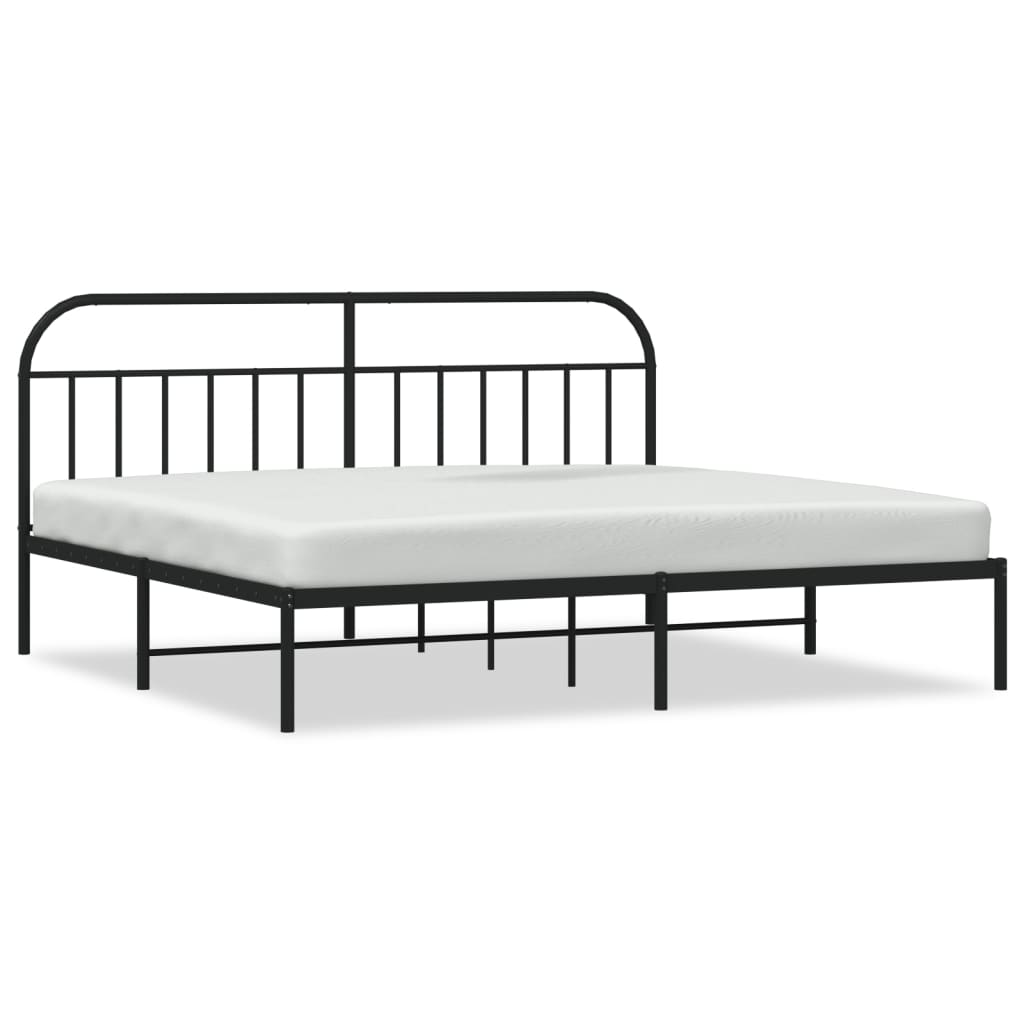 Bed frame with headboard metal black 193x203 cm