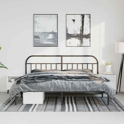 Bettgestell mit Kopfteil Metall Schwarz 193x203 cm