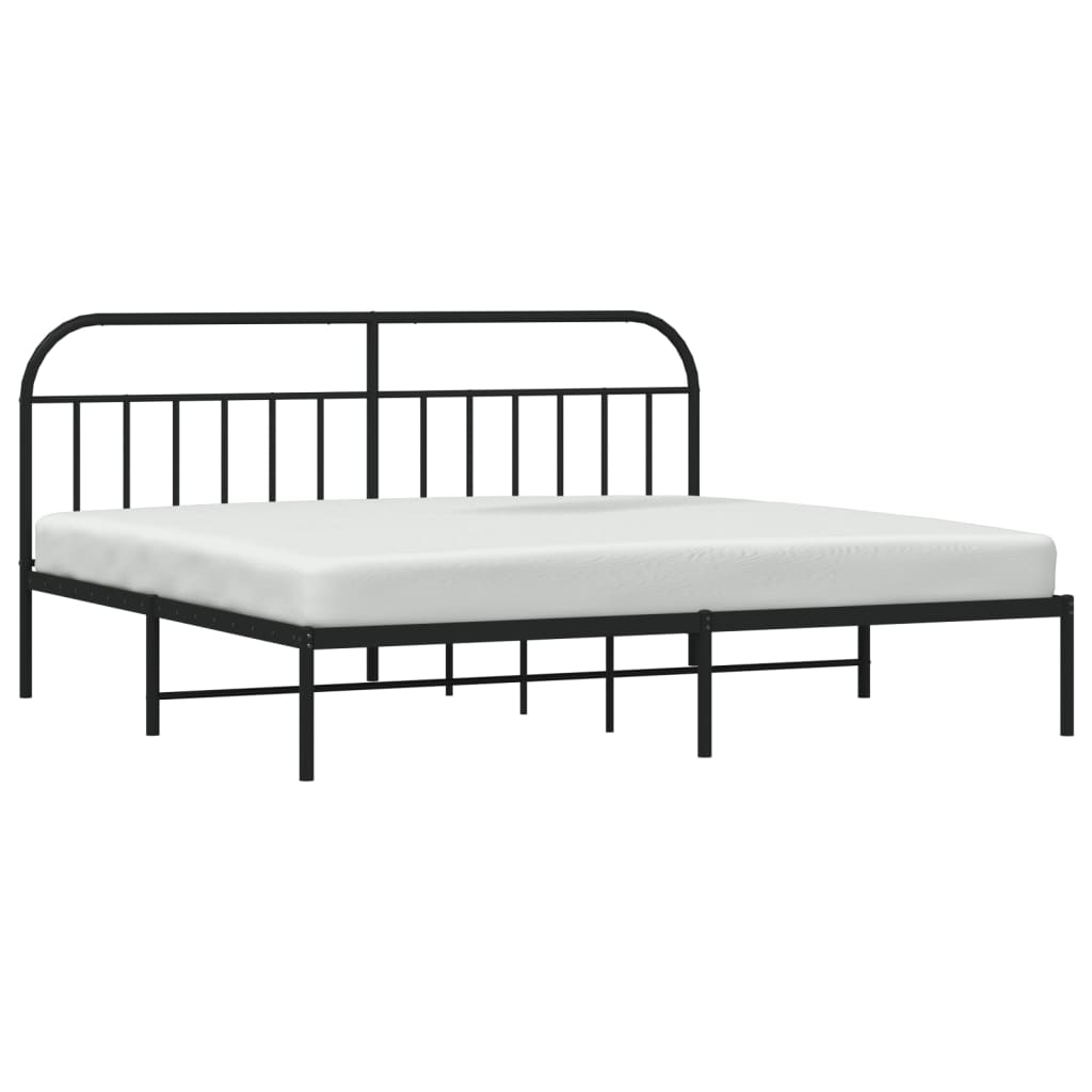 Bed frame with headboard metal black 193x203 cm