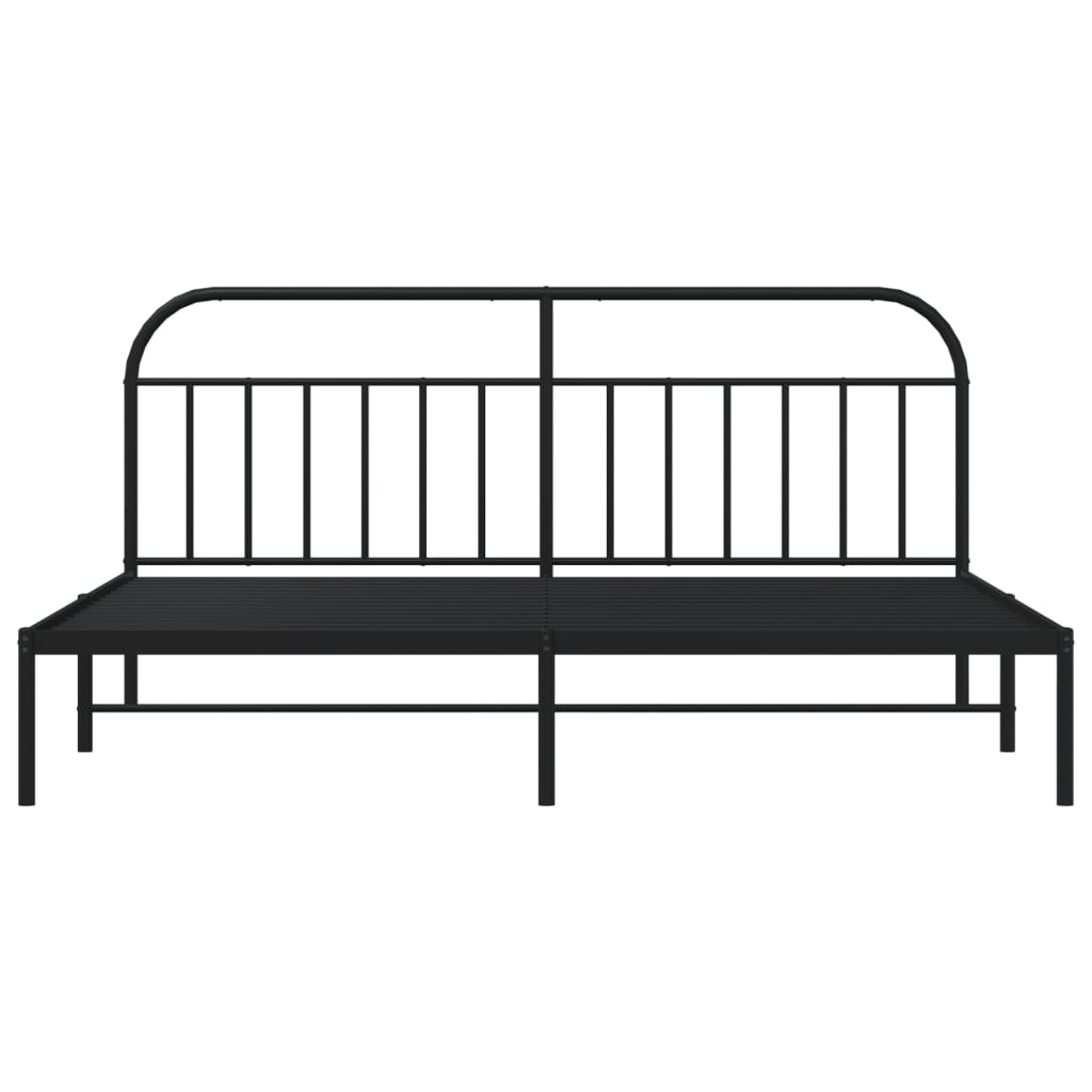 Bed frame with headboard metal black 193x203 cm