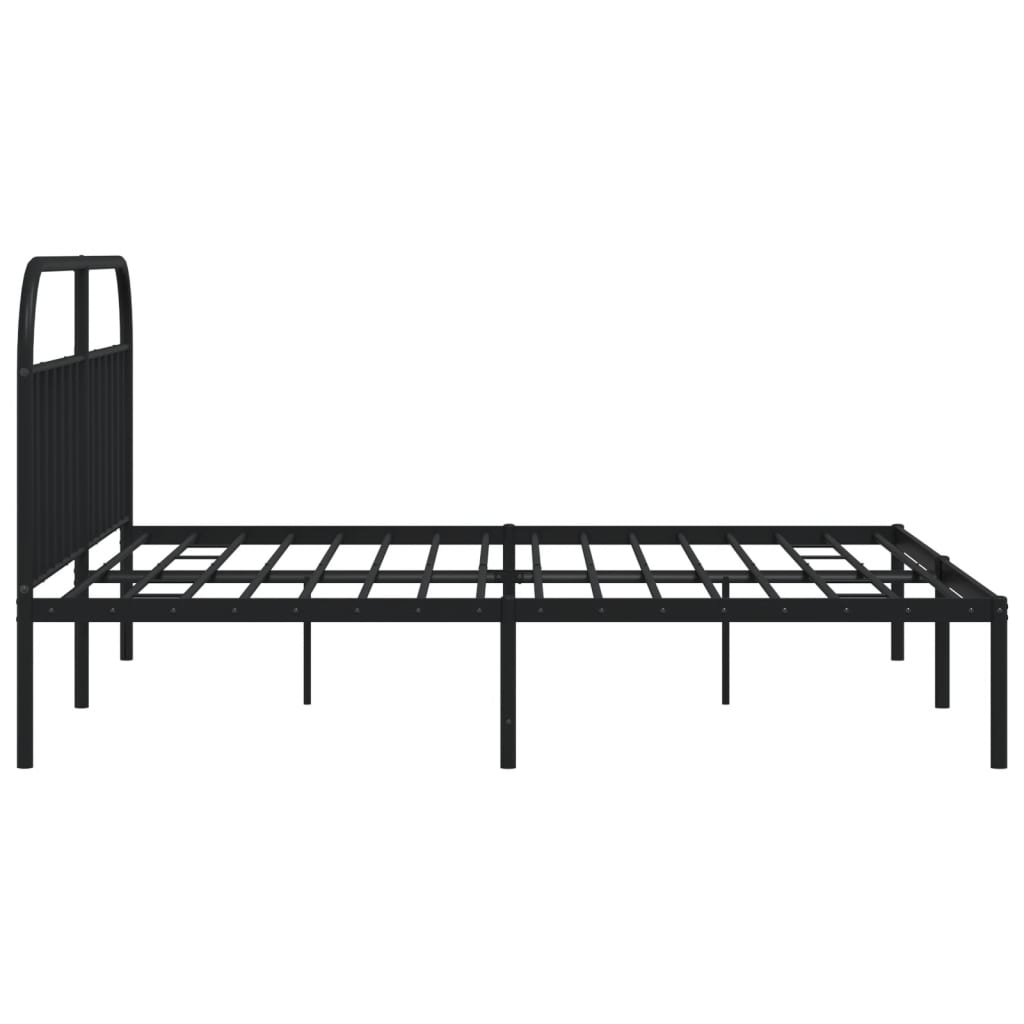 Bed frame with headboard metal black 193x203 cm