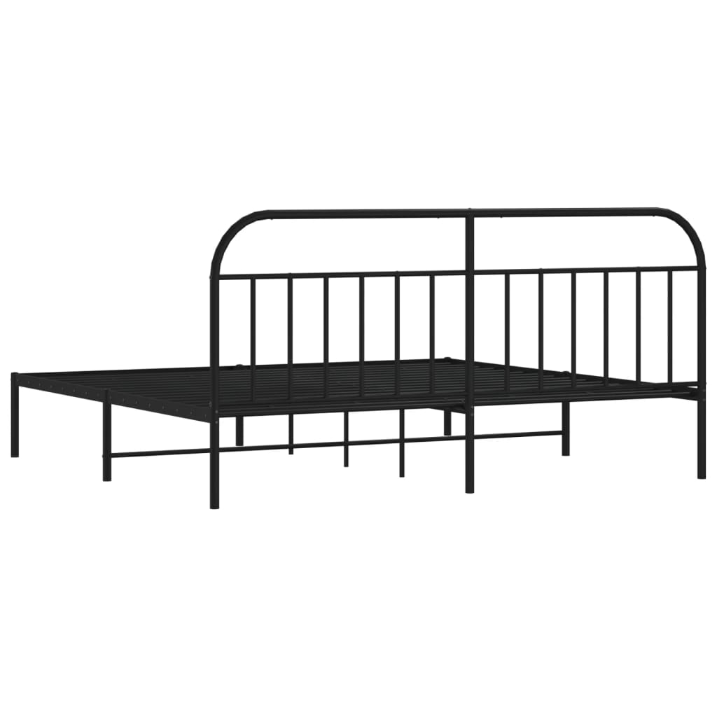 Bed frame with headboard metal black 193x203 cm