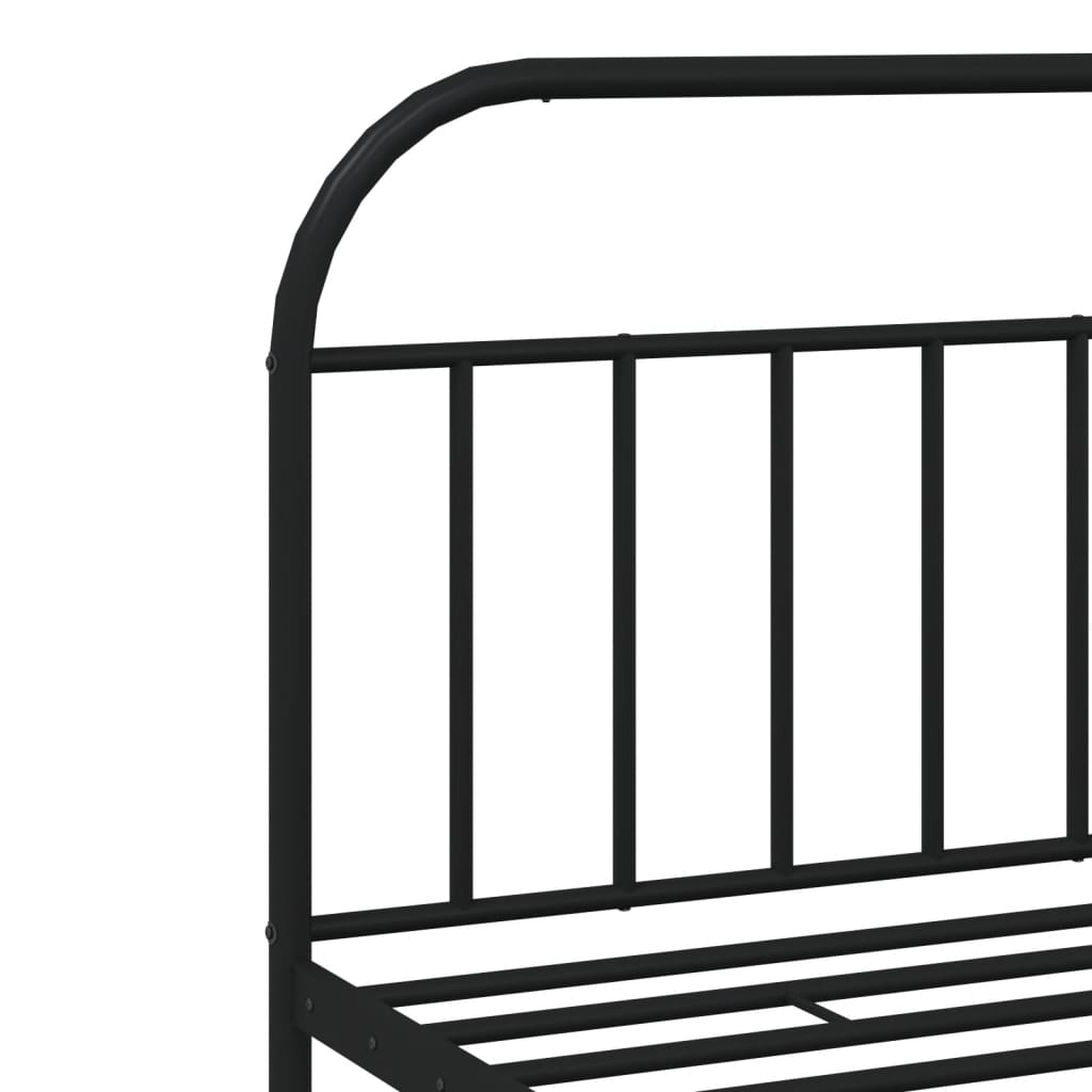 Bed frame with headboard metal black 193x203 cm