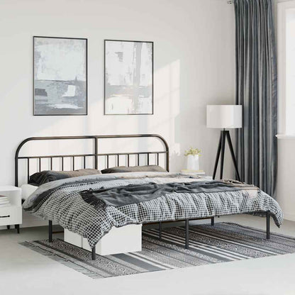 Bettgestell mit Kopfteil Metall Schwarz 193x203 cm