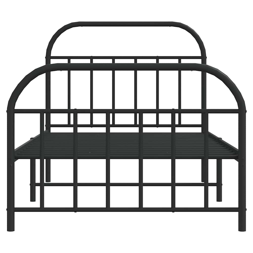 Bed frame with head and footboard metal black 100x190 cm