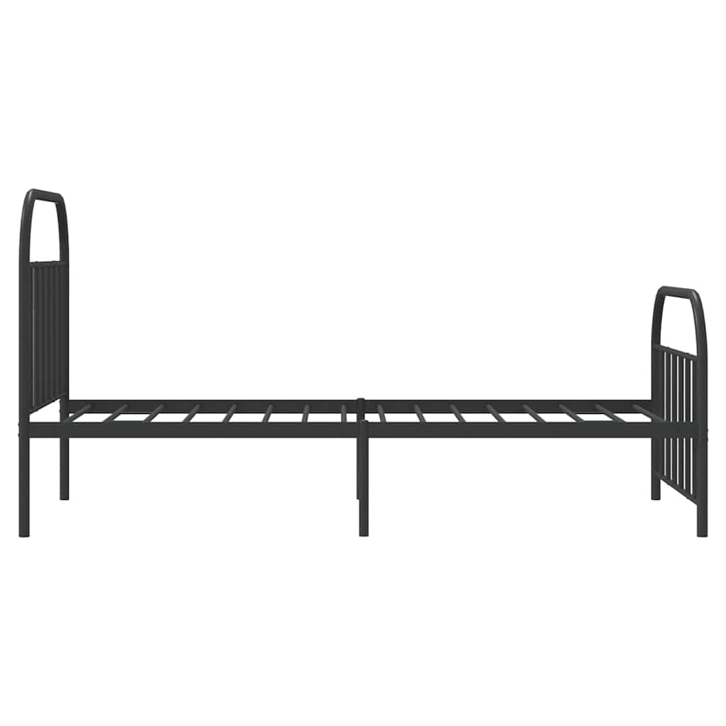 Bed frame with head and footboard metal black 100x190 cm