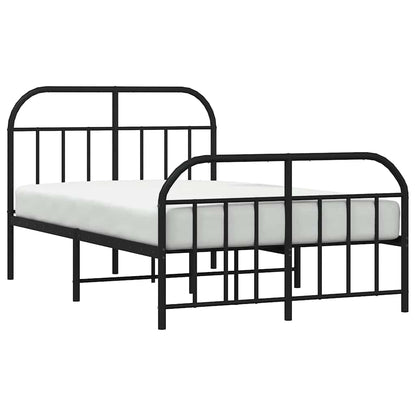 Bettgestell mit Kopf- und Fußteil Metall Schwarz 120x190 cm