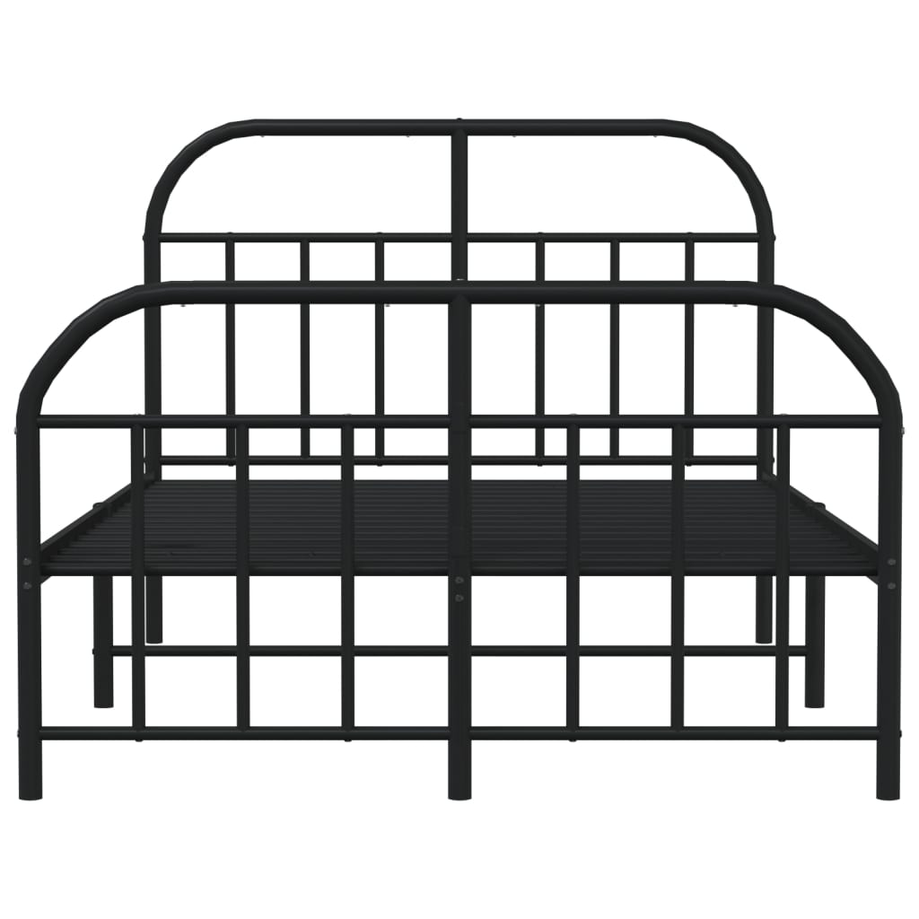 Bed frame with head and footboard metal black 120x190 cm