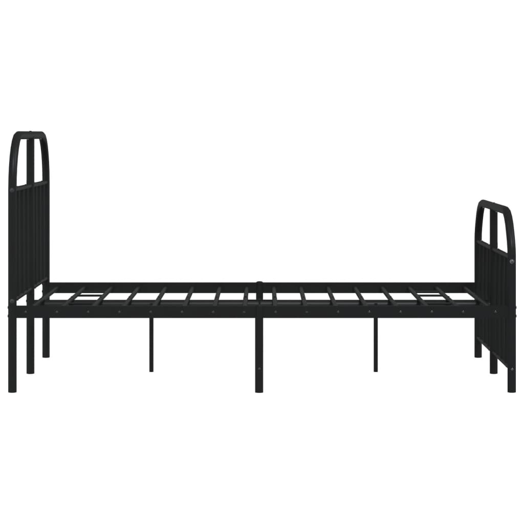 Bed frame with head and footboard metal black 120x190 cm