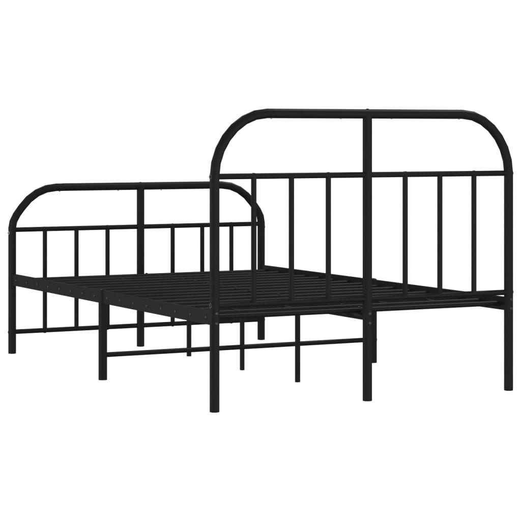 Bed frame with head and footboard metal black 120x190 cm
