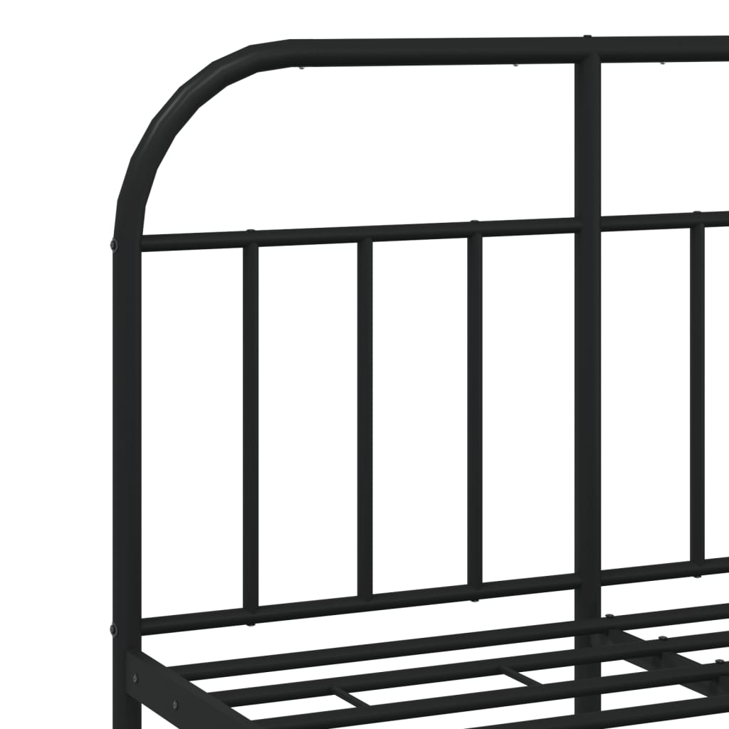 Bed frame with head and footboard metal black 120x190 cm