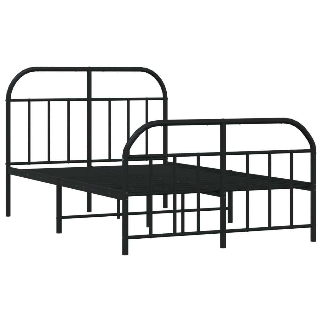 Bed frame with head and footboard metal black 120x200 cm