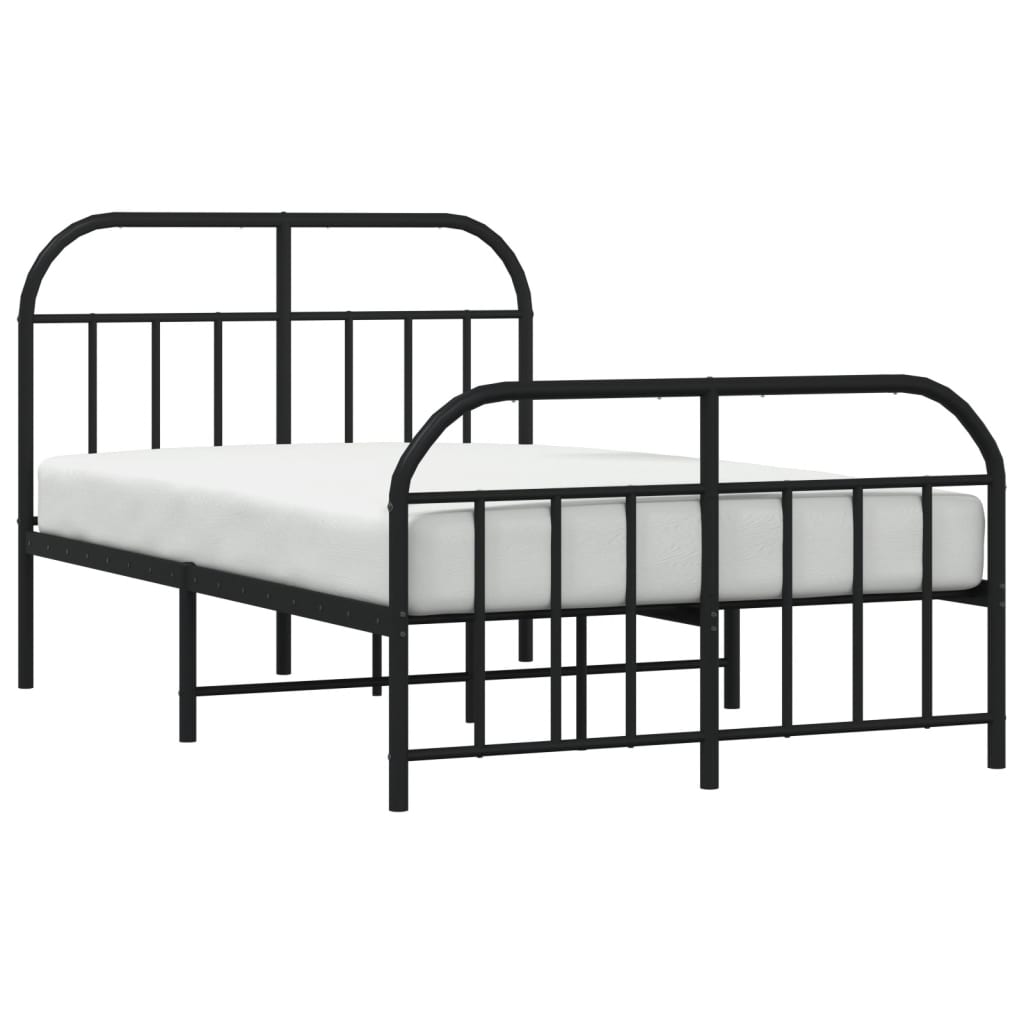 Bed frame with head and footboard metal black 120x200 cm