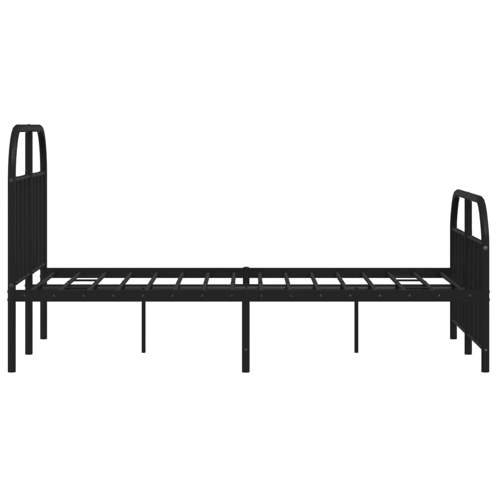 Bed frame with head and footboard metal black 120x200 cm