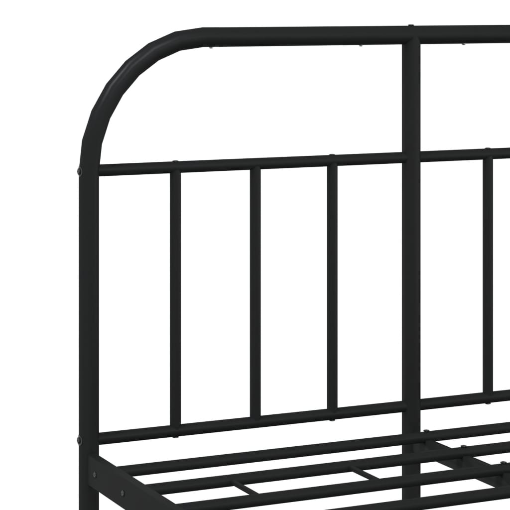Bed frame with head and footboard metal black 120x200 cm