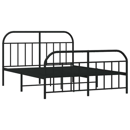 Bettgestell mit Kopf- und Fußteil Metall Schwarz 135x190 cm