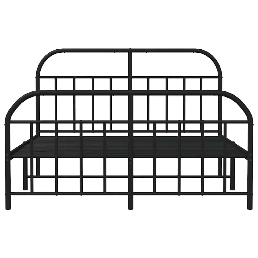 Bed frame with head and footboard metal black 135x190 cm