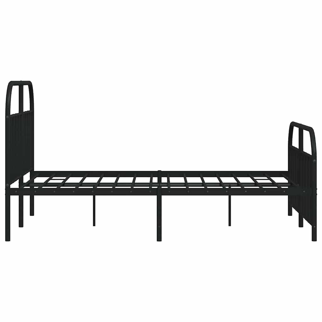 Bed frame with head and footboard metal black 135x190 cm