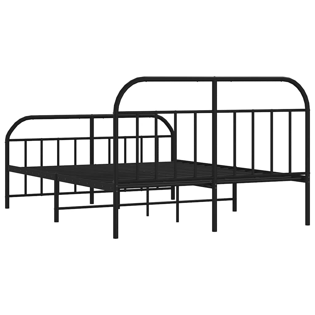 Bed frame with head and footboard metal black 135x190 cm