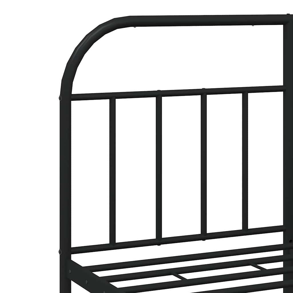 Bed frame with head and footboard metal black 135x190 cm