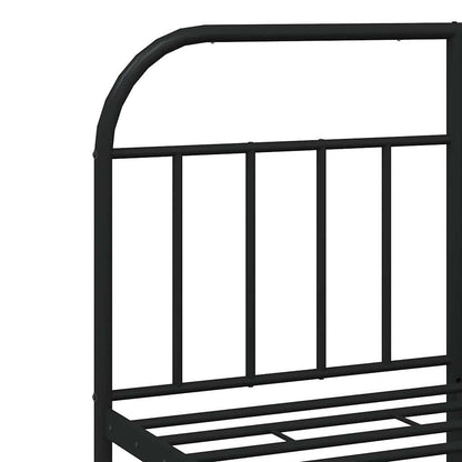 Bettgestell mit Kopf- und Fußteil Metall Schwarz 135x190 cm