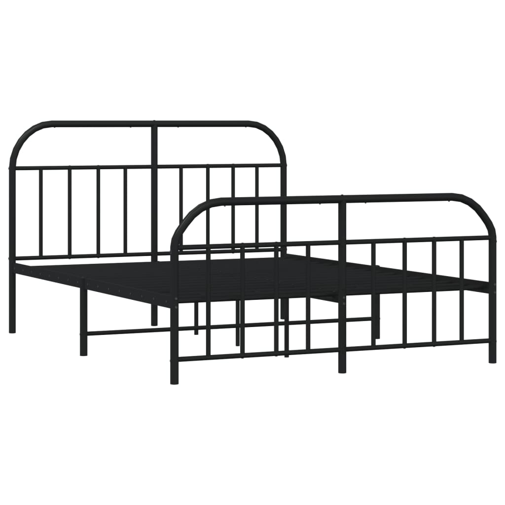 Bed frame with head and footboard metal black 140x190 cm