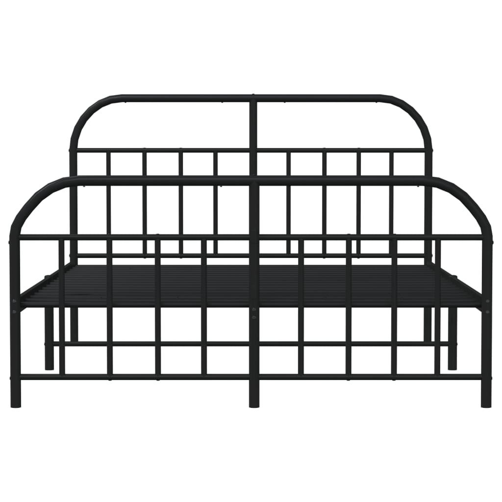 Bed frame with head and footboard metal black 140x190 cm