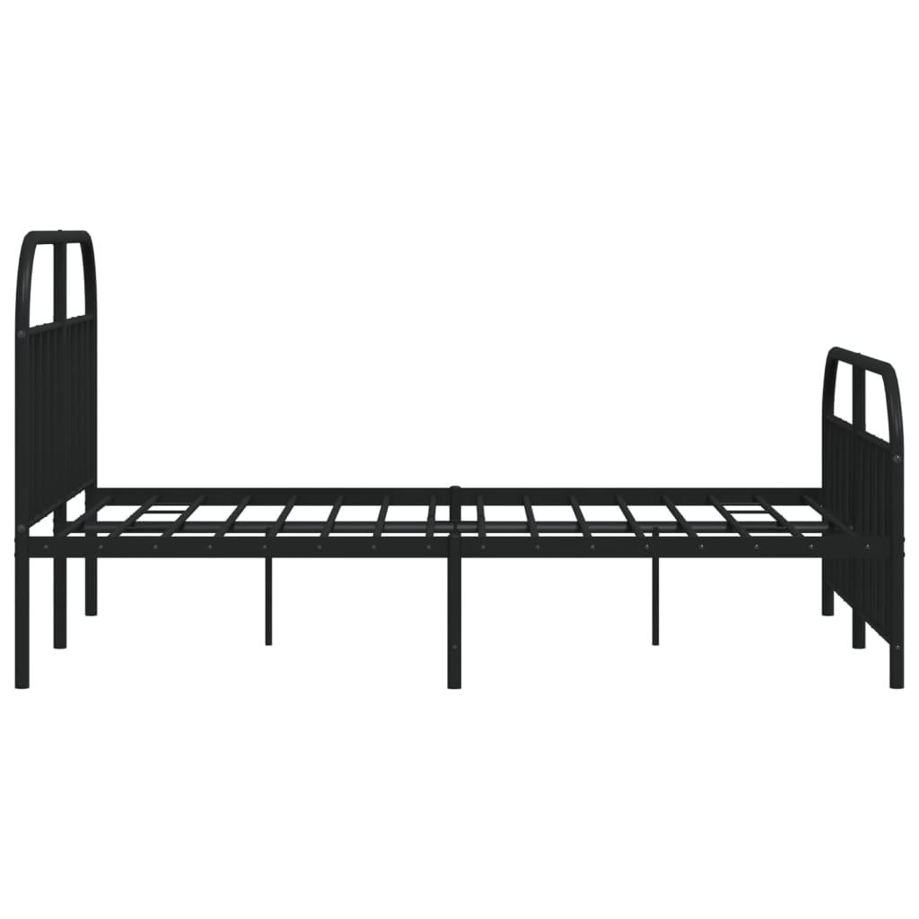 Bed frame with head and footboard metal black 140x190 cm
