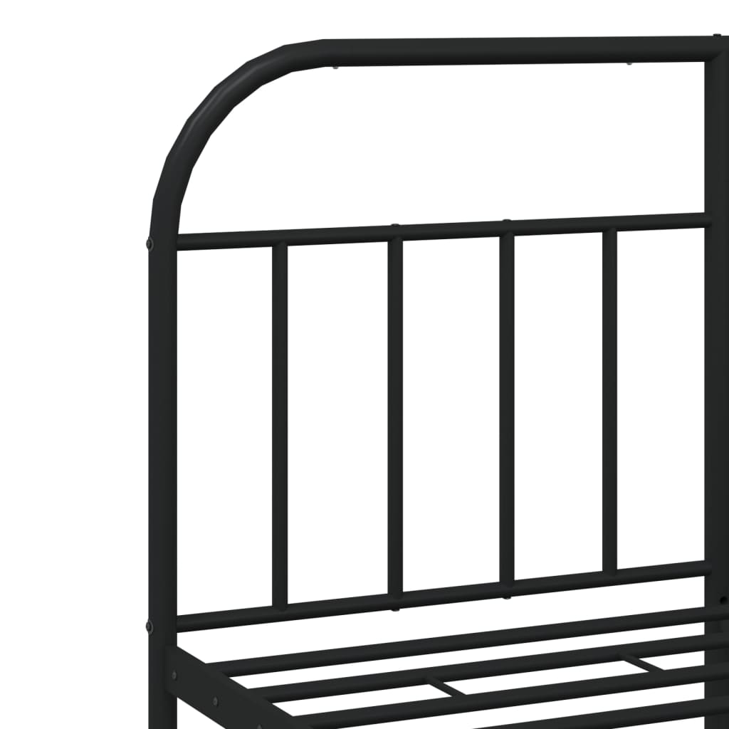 Bed frame with head and footboard metal black 140x190 cm