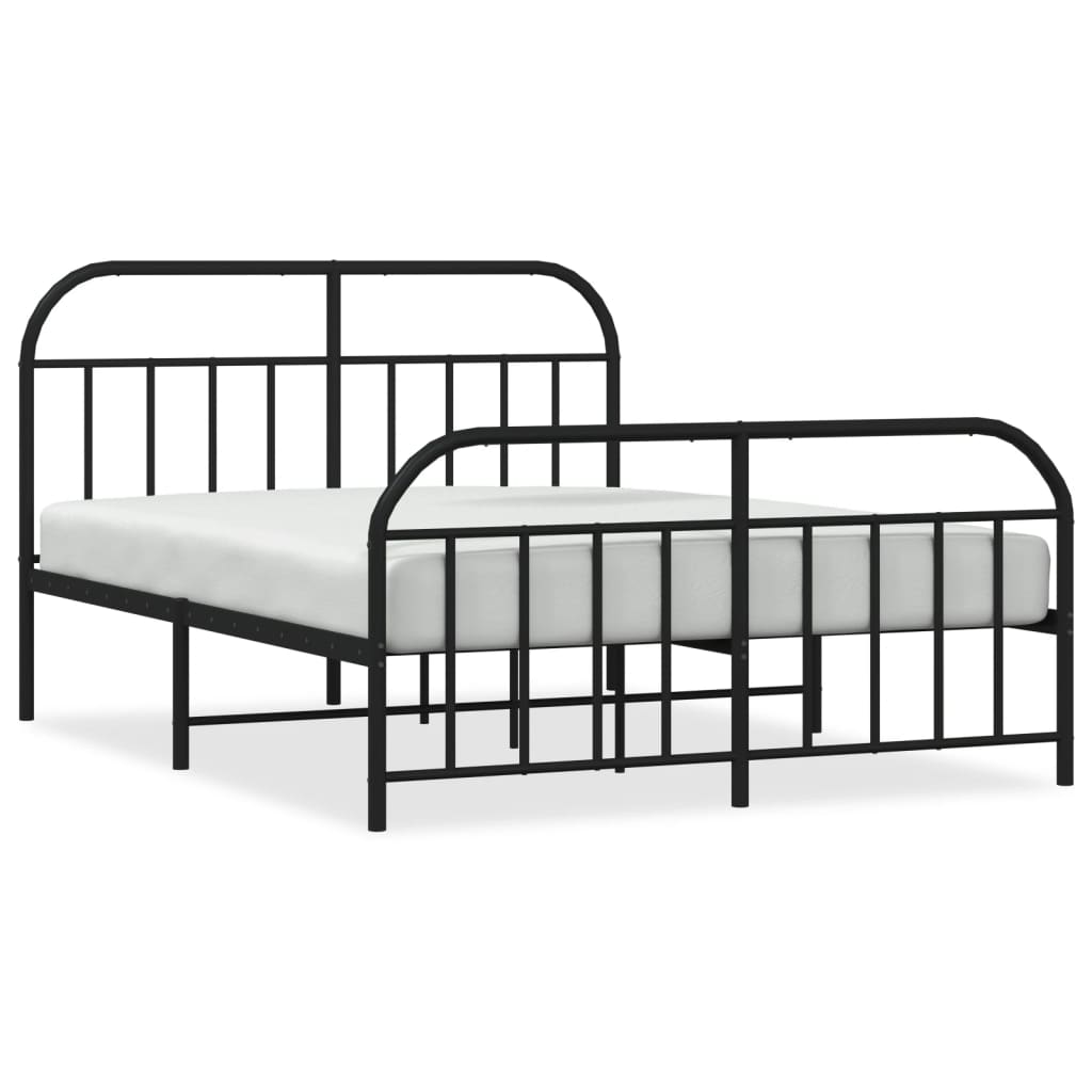 Bed frame with head and footboard metal black 140x200 cm