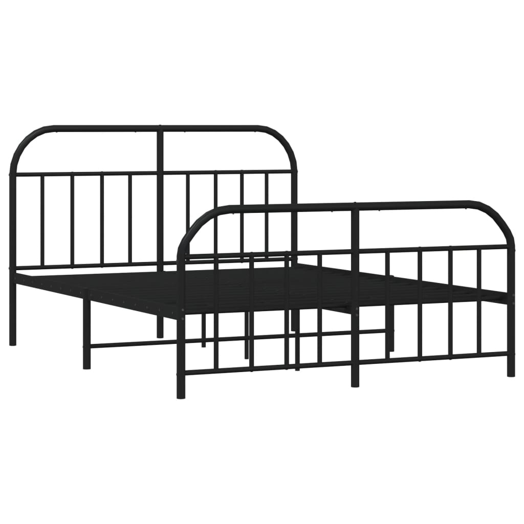 Bed frame with head and footboard metal black 140x200 cm