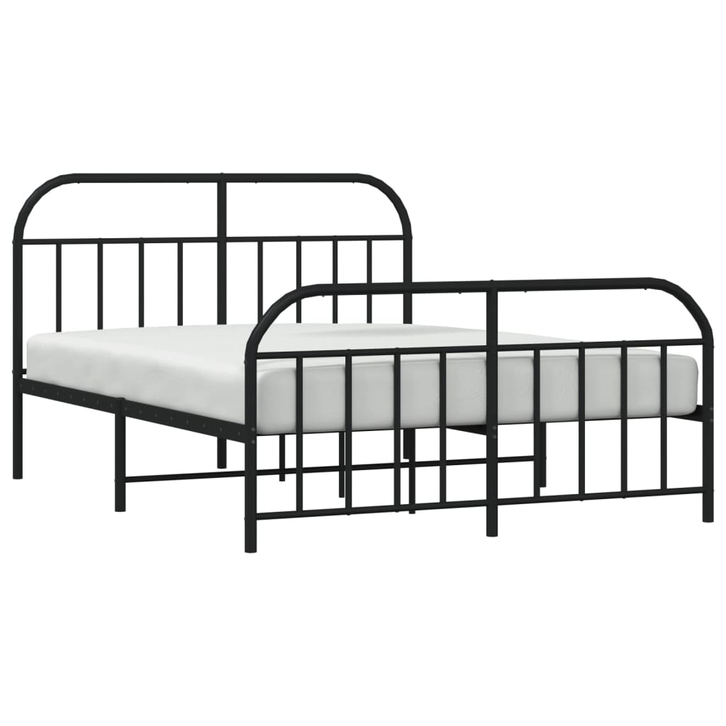 Bed frame with head and footboard metal black 140x200 cm