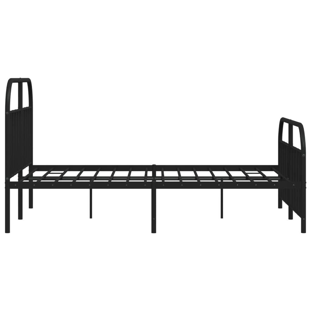 Bed frame with head and footboard metal black 140x200 cm